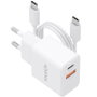 Aisens Cargador GaN 20W con Cable USB-C 1m, Blanco